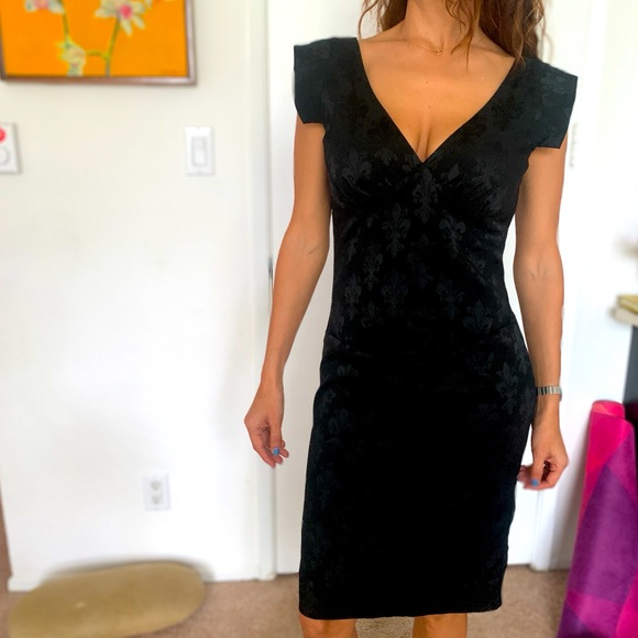 Nicole Miller Black Fleur de Liz Dress size 8 - Picture 3 of 9